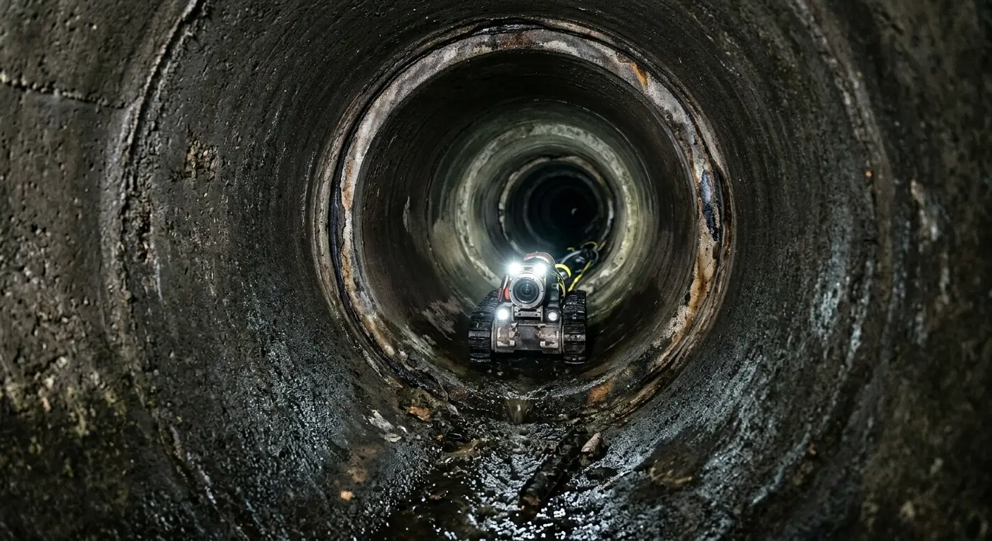 Robotic sewer camera inspecting pipe interior for Drain Snake Service in Lake Goodwin